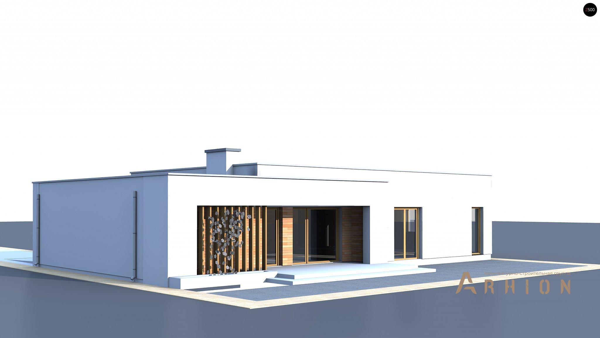 13. Проект одноэтажного дома в стиле минимализм с плоской кровлей , Zx102 GP, площадью - 143 кв c терассой, гаражом